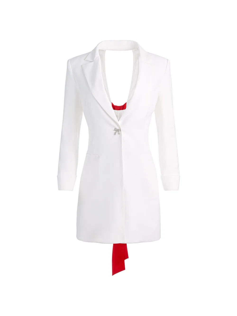 alice + olivia Kurzes Shawn Blazerkleid mit Schleife - Weiß