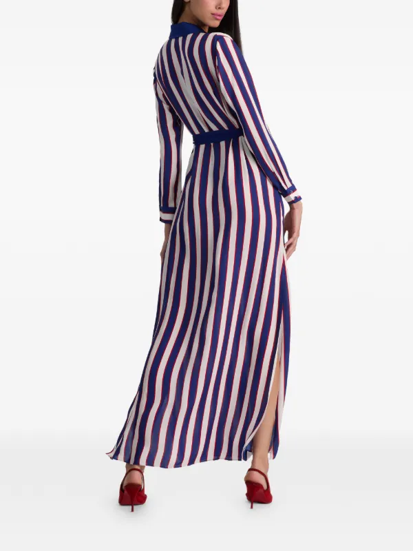 alice and olivia striped maxi dress CHASSIDY MAXI SHIRT DRESS in VERTICAL PALAZZO STRIPE BLACK