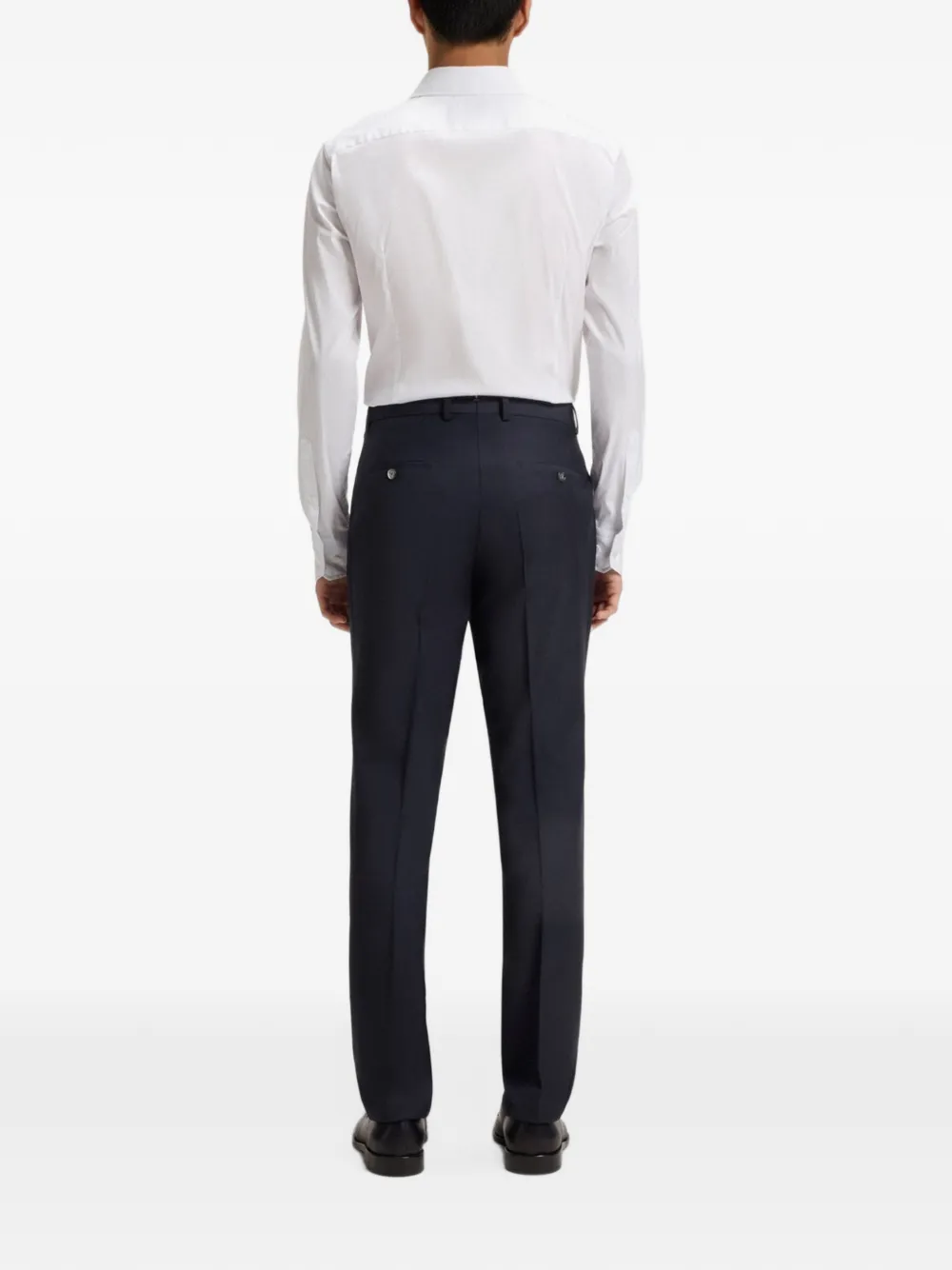 BOSS Pantalon met riemlussen Blauw