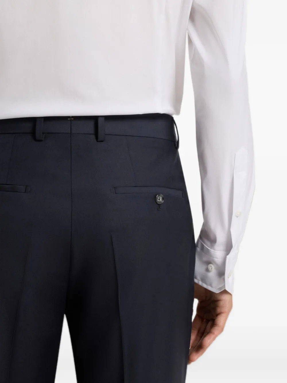 BOSS Pantalon met riemlussen Blauw