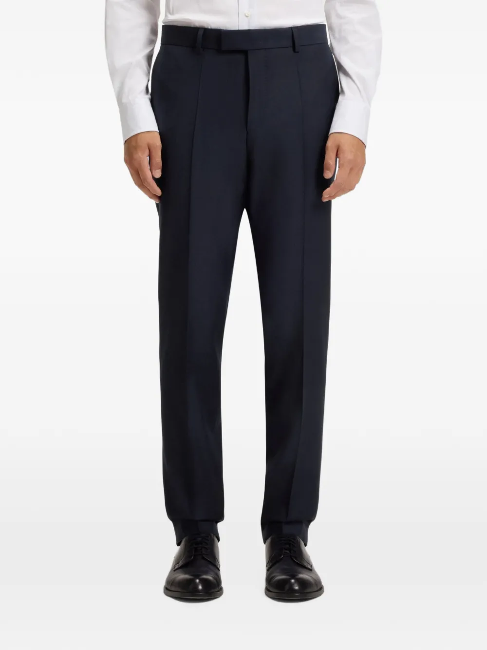 BOSS Pantalon met riemlussen Blauw