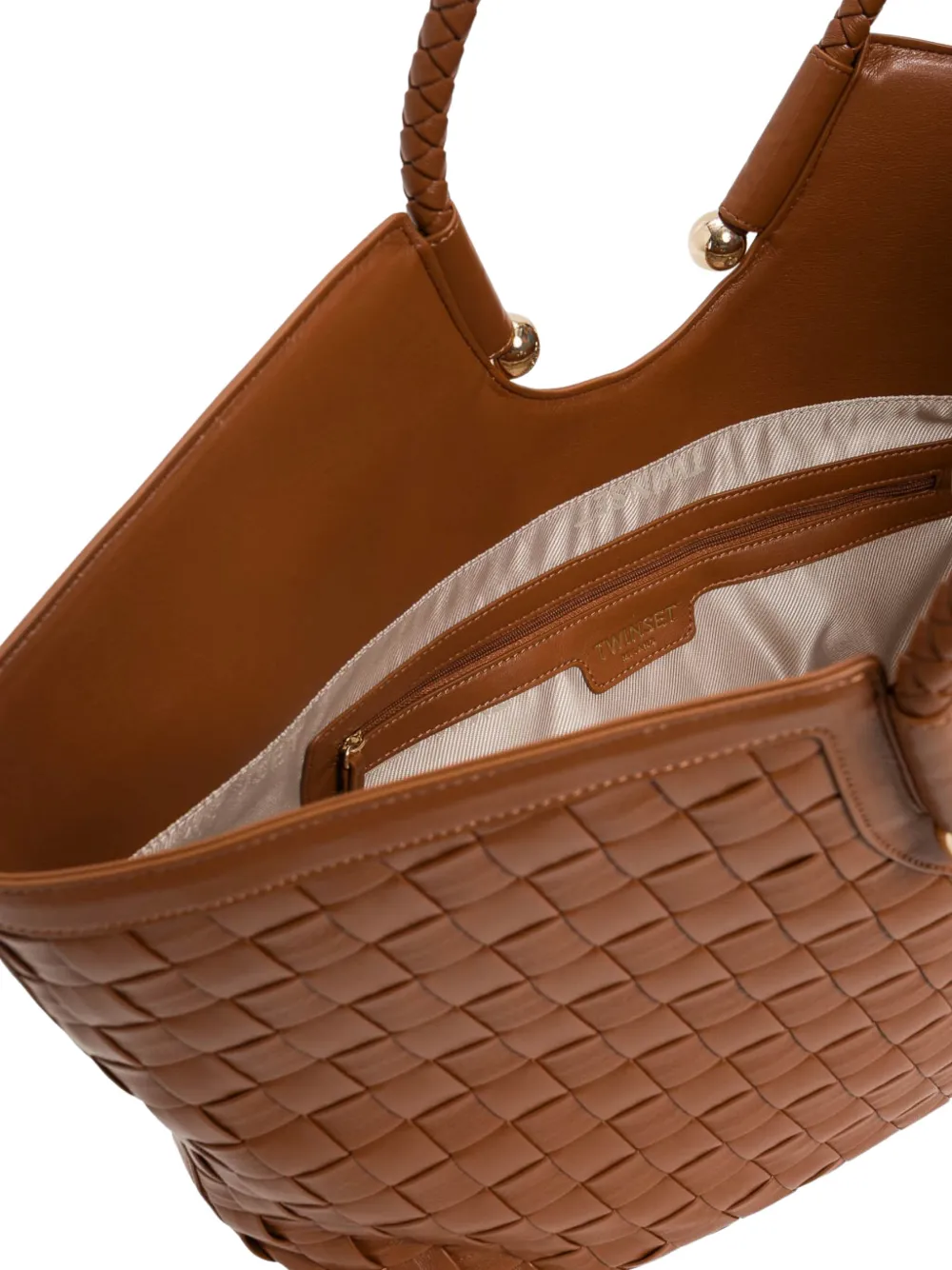TWINSET Handgeweven shopper Bruin
