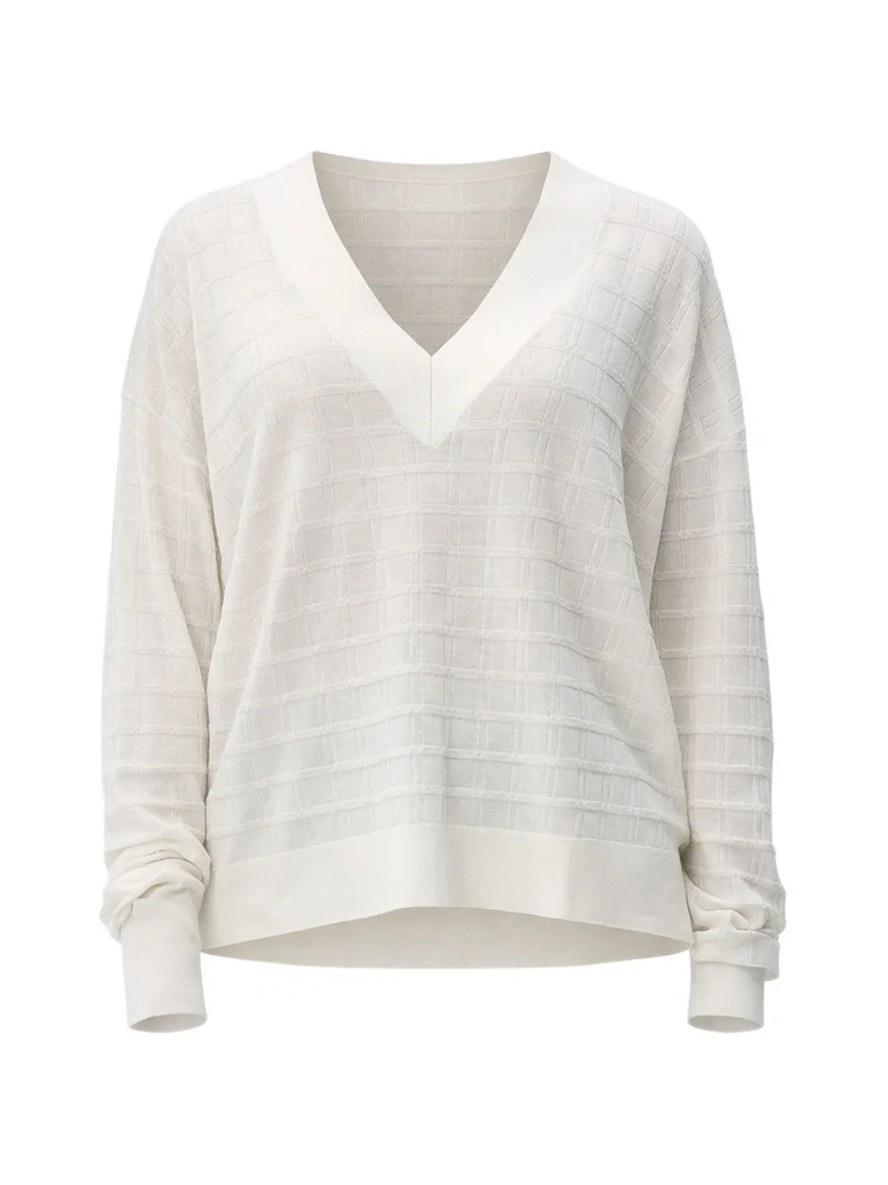 BOSS V-neck textured sweater - Bianco