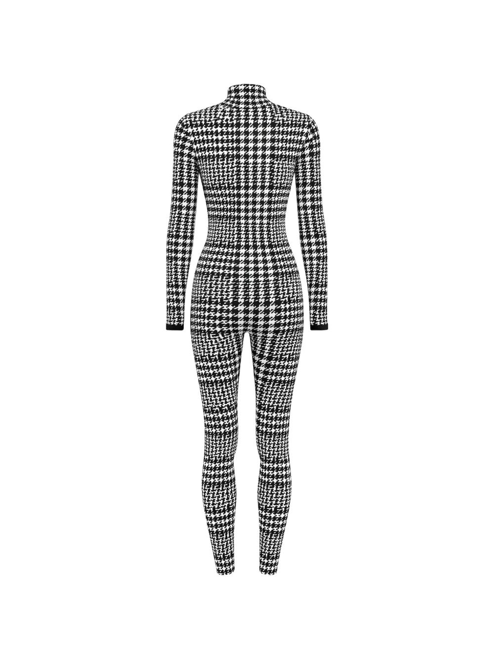 Houndstooth High-Neck Jumpsuit
