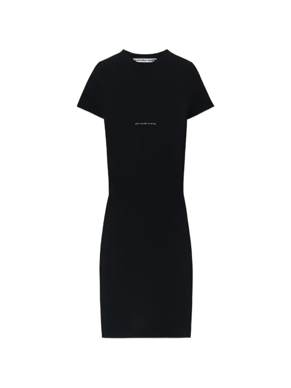 Alexander Wang Logo-detail Short-sleeve Crewneck Mini Dress in Black