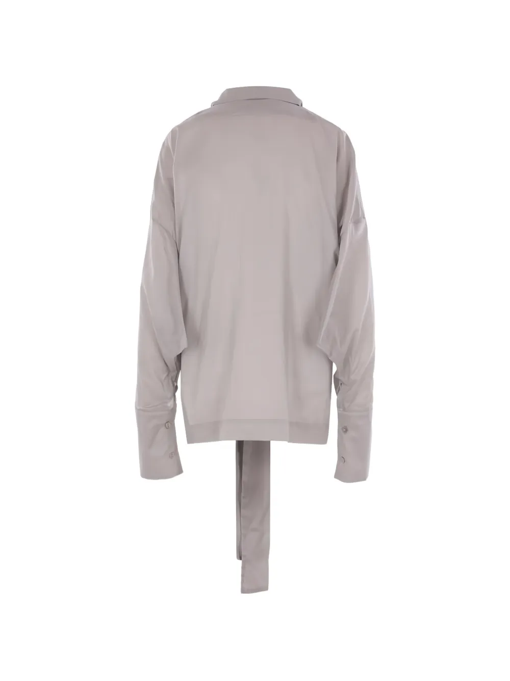  Thelatest V-neck Lavallière Blouse - Grey 