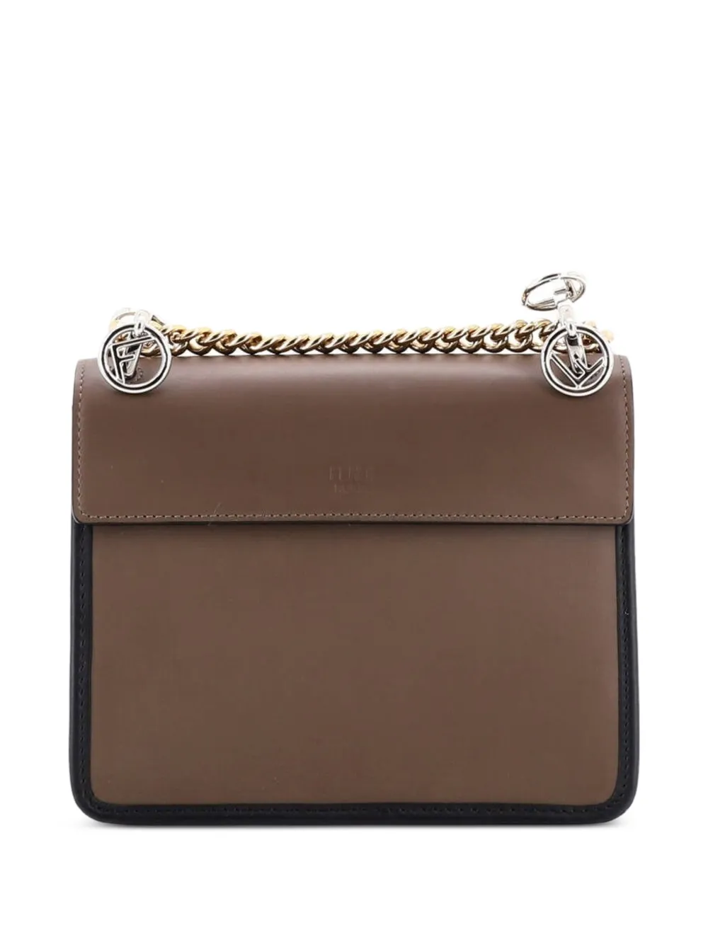 Fendi Pre-Owned Kan I F Shoulder Bag Leather with Zucca Embossed Detail Small crossbody bag - Marrone