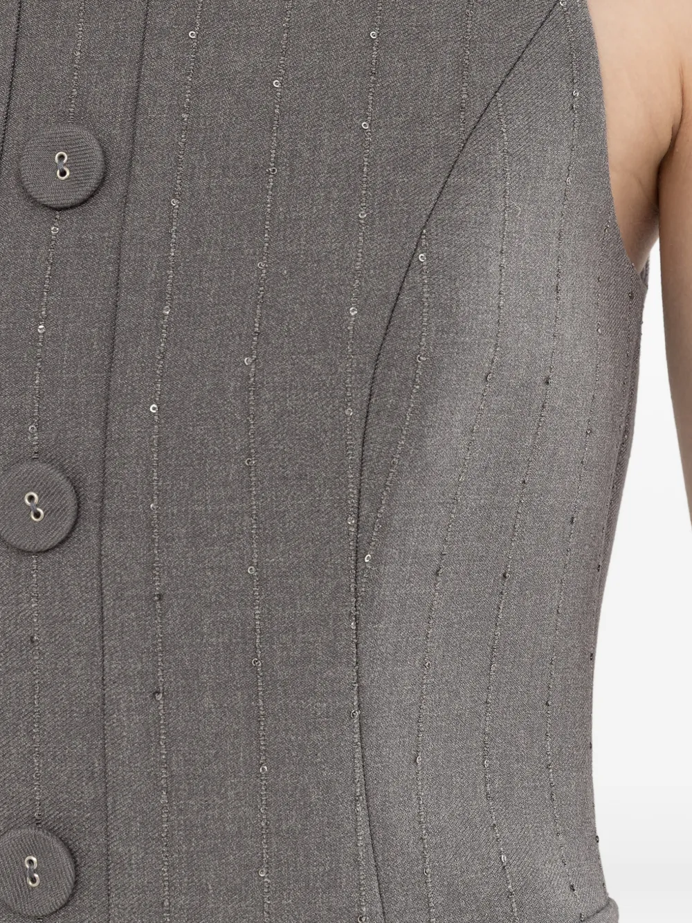  Nissa Sequined Button-fastening Top - Grey 
