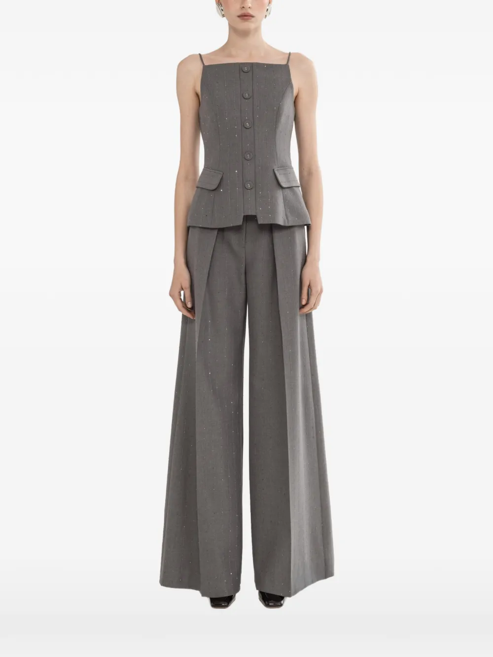 NISSA sequined button-fastening top - Grigio