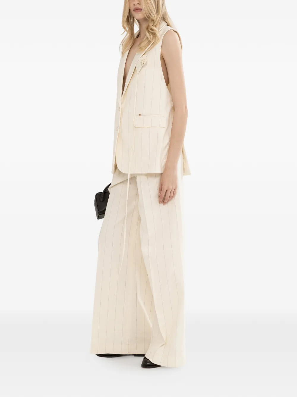  Nissa Pinstripe Single-breasted Waistcoat - Neutrals 