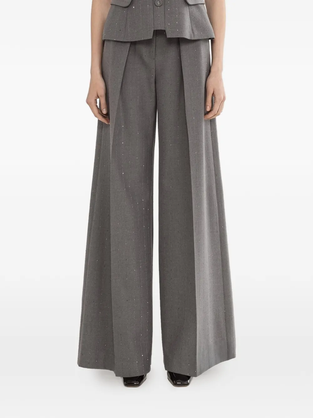 NISSA sequined wide-leg trousers - Grigio