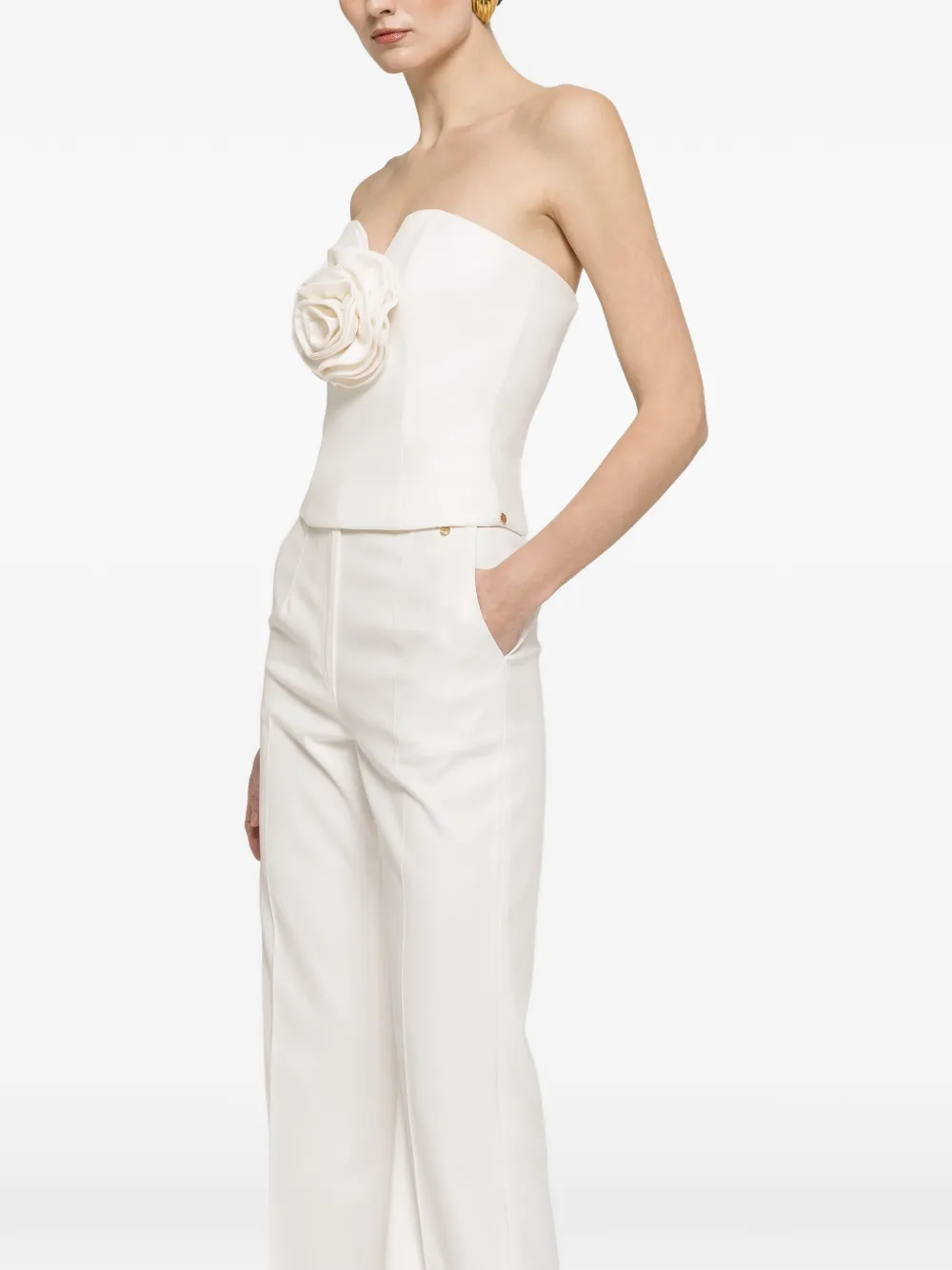 NISSA floral-appliqué corset top - Bianco