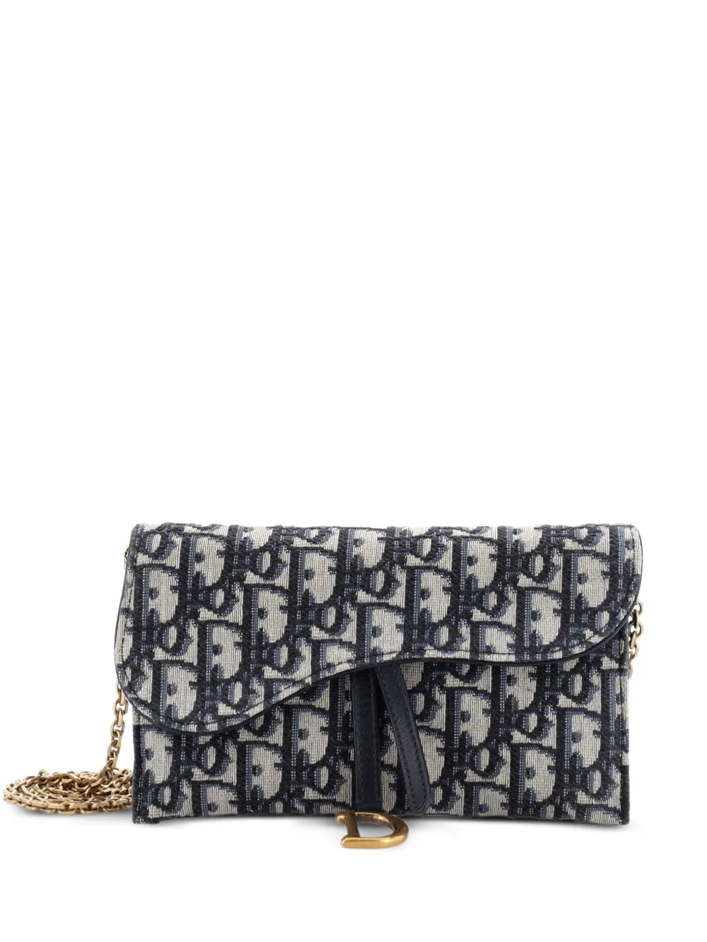 Christian Dior Pre-Owned Saddle Chain Wallet Oblique Canvas crossbody bag - Blu