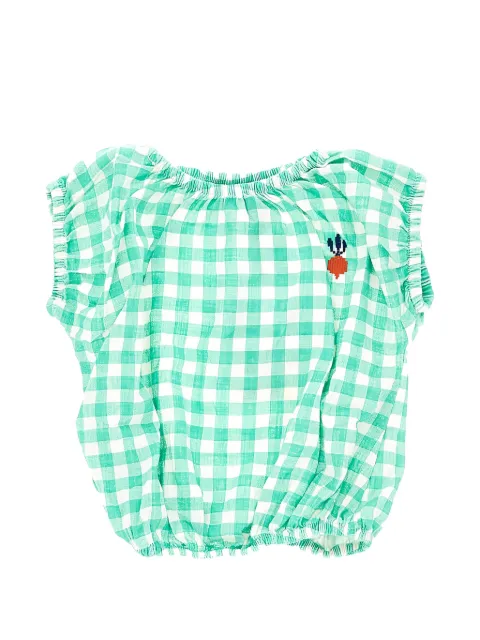 Bobo Choses Pixel Sugar Beet check embroidered top