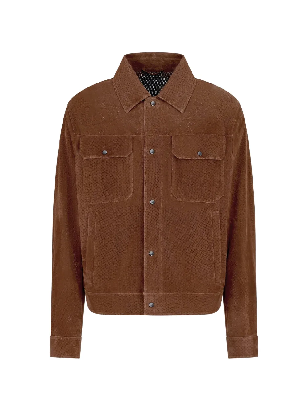 Emporio Armani Icon pocket-details suede jacket - Marrone