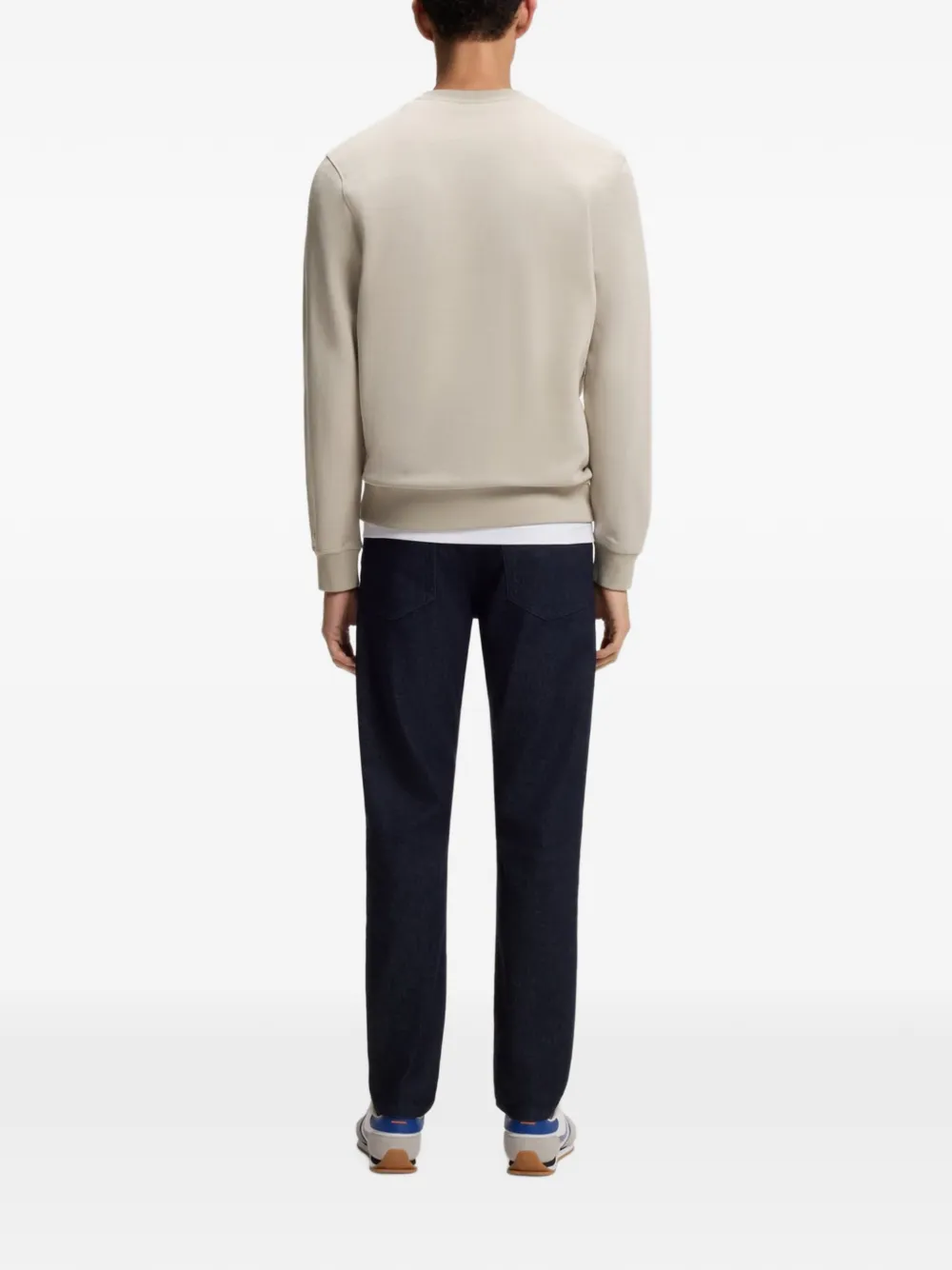 BOSS Sweater met logo-patch van katoenen badstof Beige