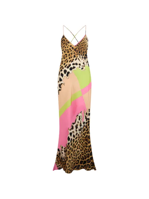 Roberto Cavalli vestido largo con animal print