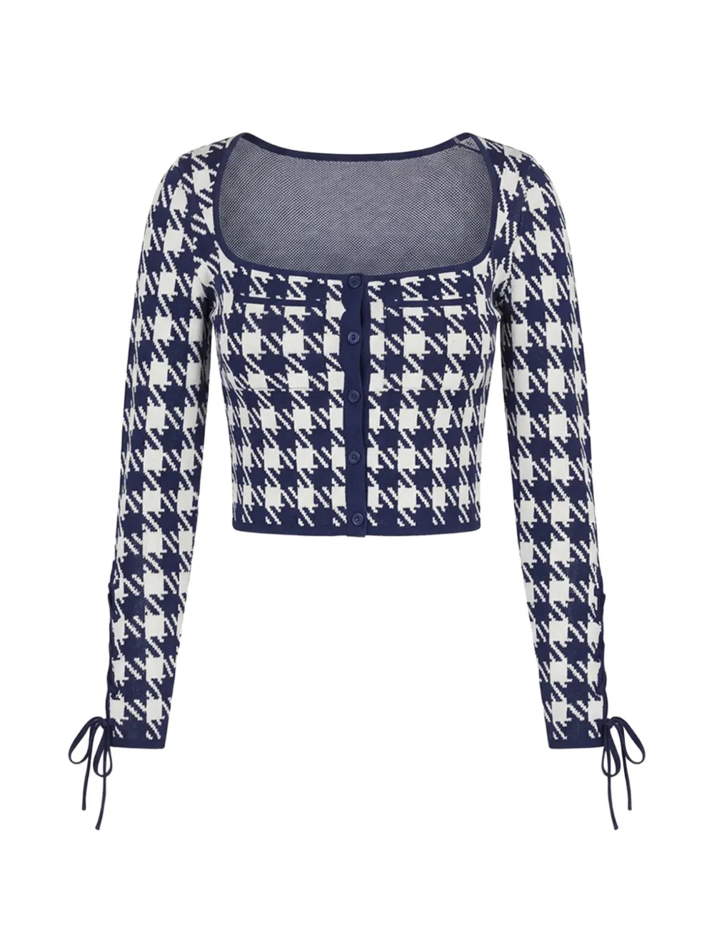 Fleur Du Mal houndstooth cropped cardigan - Blue