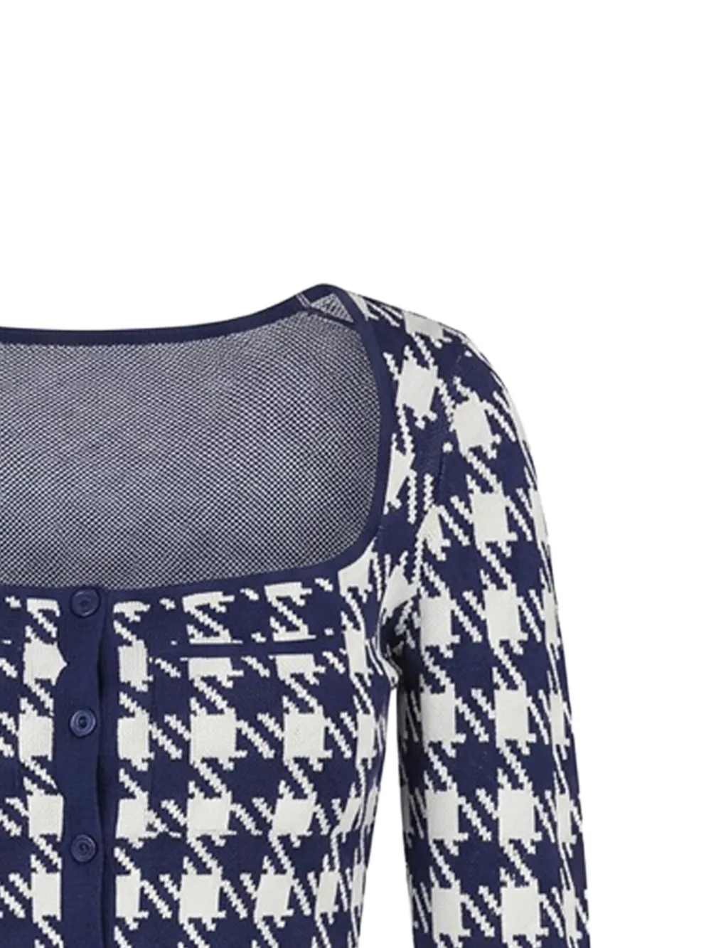  Fleur Du Mal Houndstooth Cropped Cardigan - Blue 