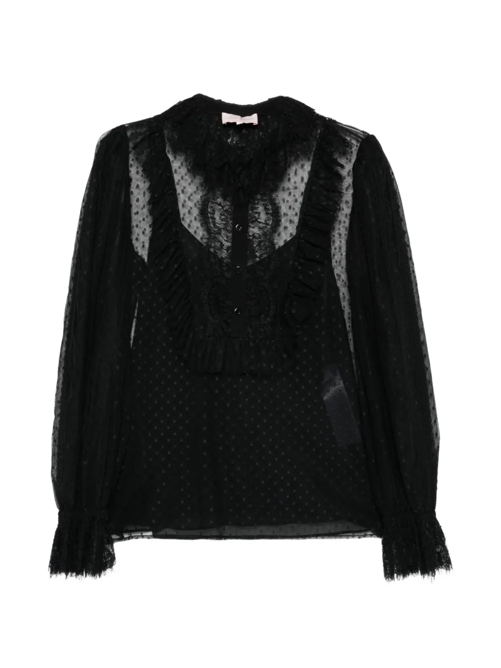 LUISA SPAGNOLI lace ruffled blouse - Nero