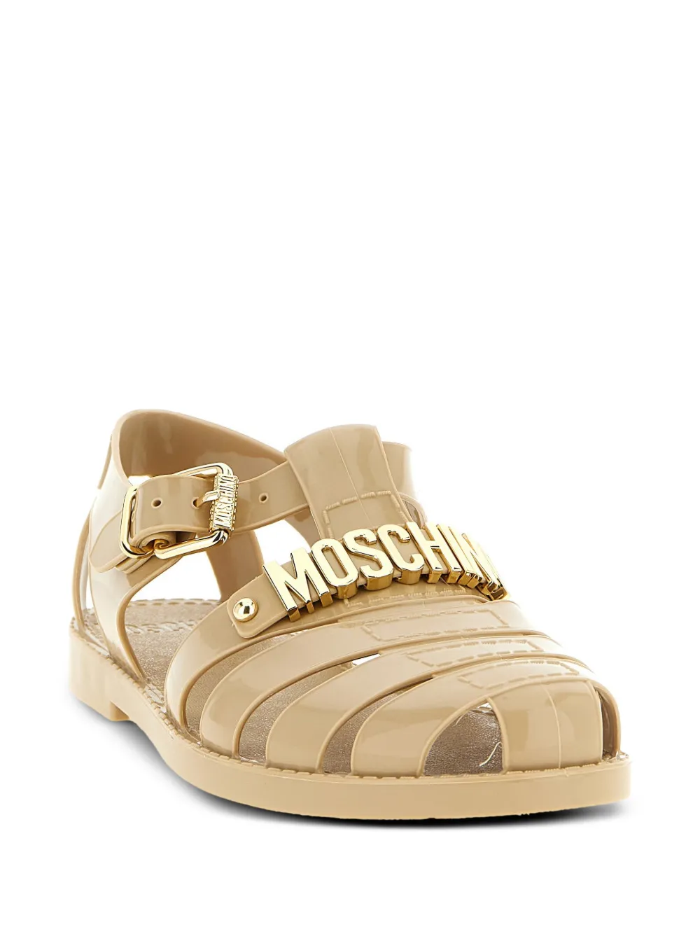 Moschino Sandalen met logodetail en gesp Beige
