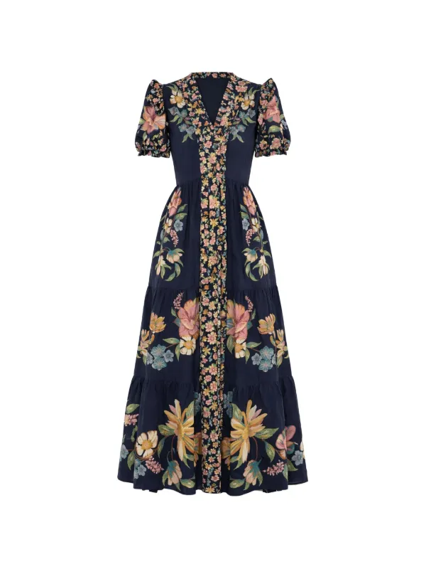 farm rio pink garden delight short sleeve maxi dress FARM Rio