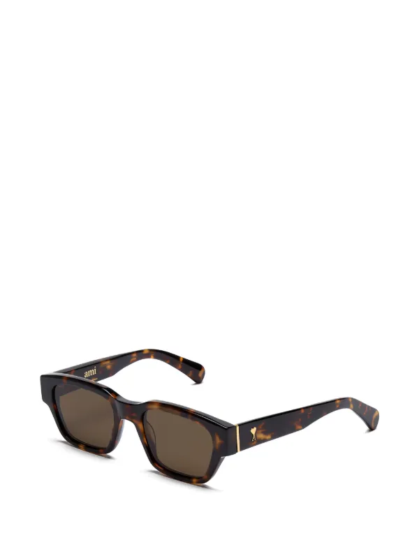 AMI Paris square-frame Logo Sunglasses | Brown | FARFETCH ID