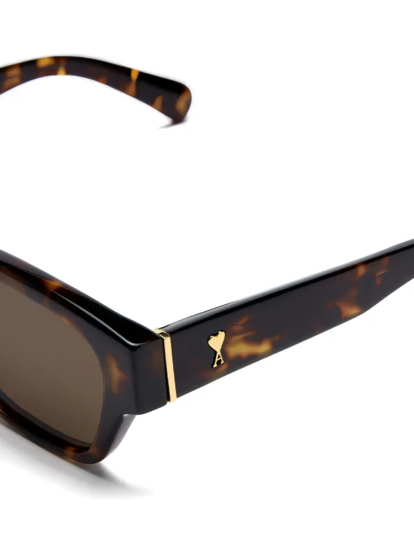 AMI Paris square-frame Logo Sunglasses | Brown | FARFETCH ID