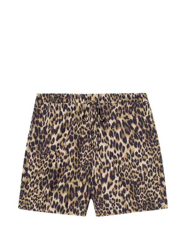 Nili Lotan Drawstring Leopard-print Shorts in Neutrals
