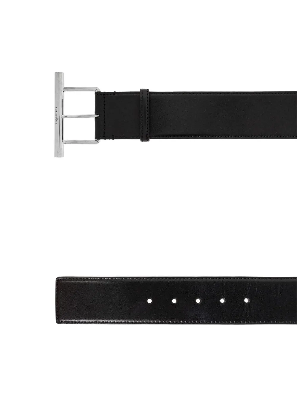 Alexander Mcqueen T-bar Engraved-logo Belt - Black 