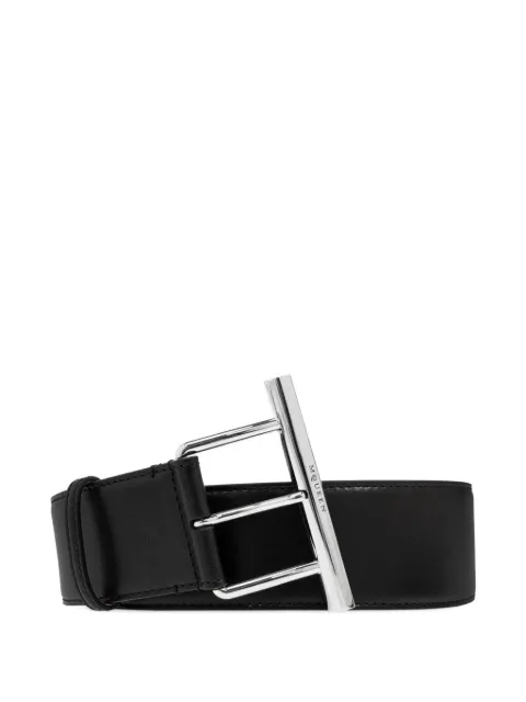 Alexander McQueen T-bar engraved-logo belt