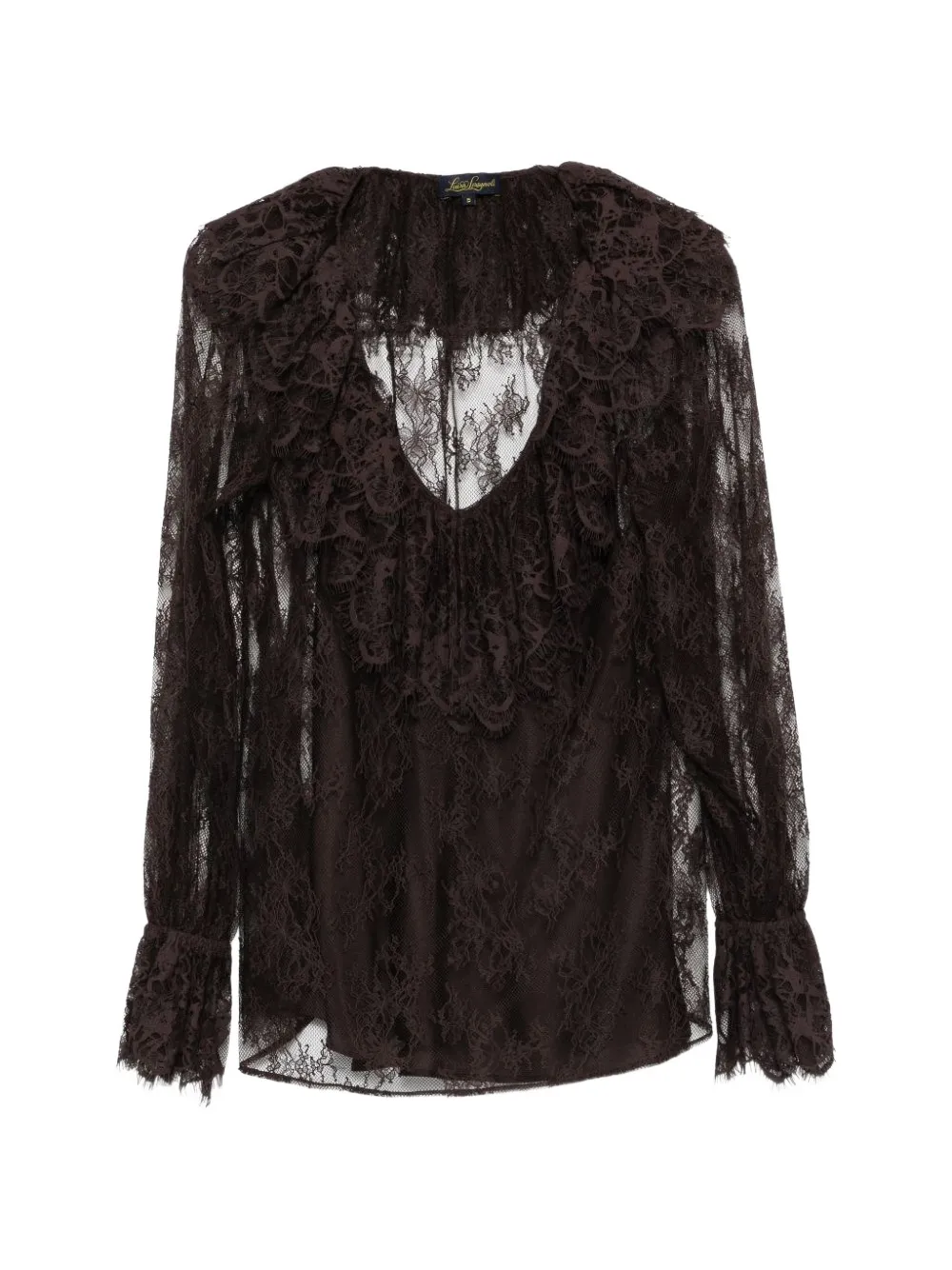 LUISA SPAGNOLI lace ruffled blouse - Marrone