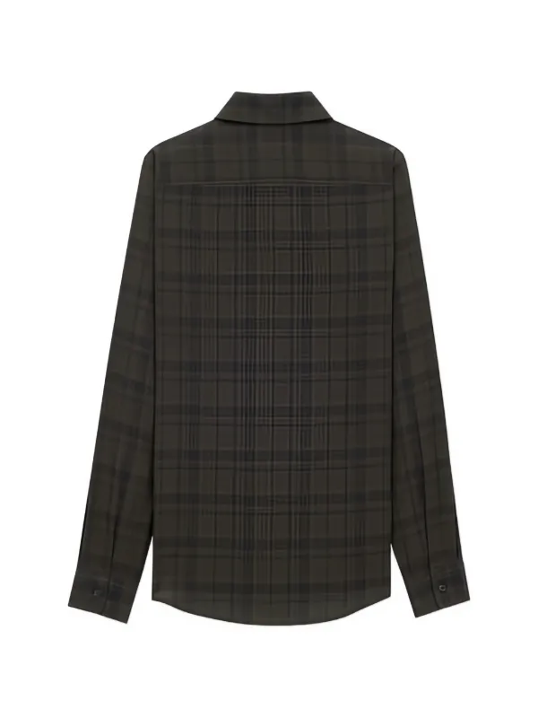 Saint Laurent classic-collar Checked Shirt | Green | FARFETCH JO