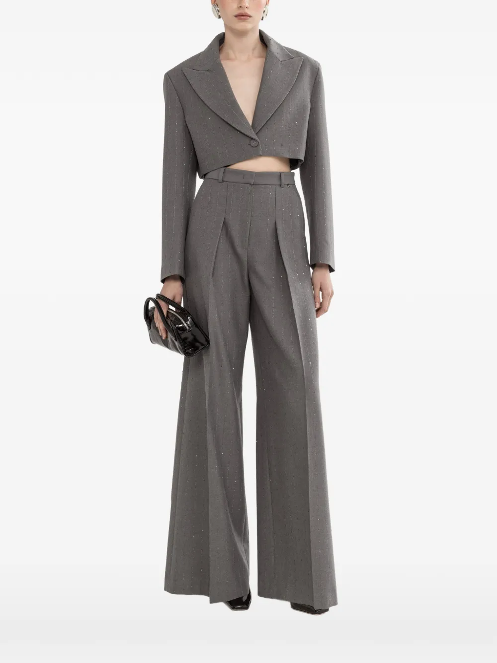 NISSA sequined cropped blazer - Grigio