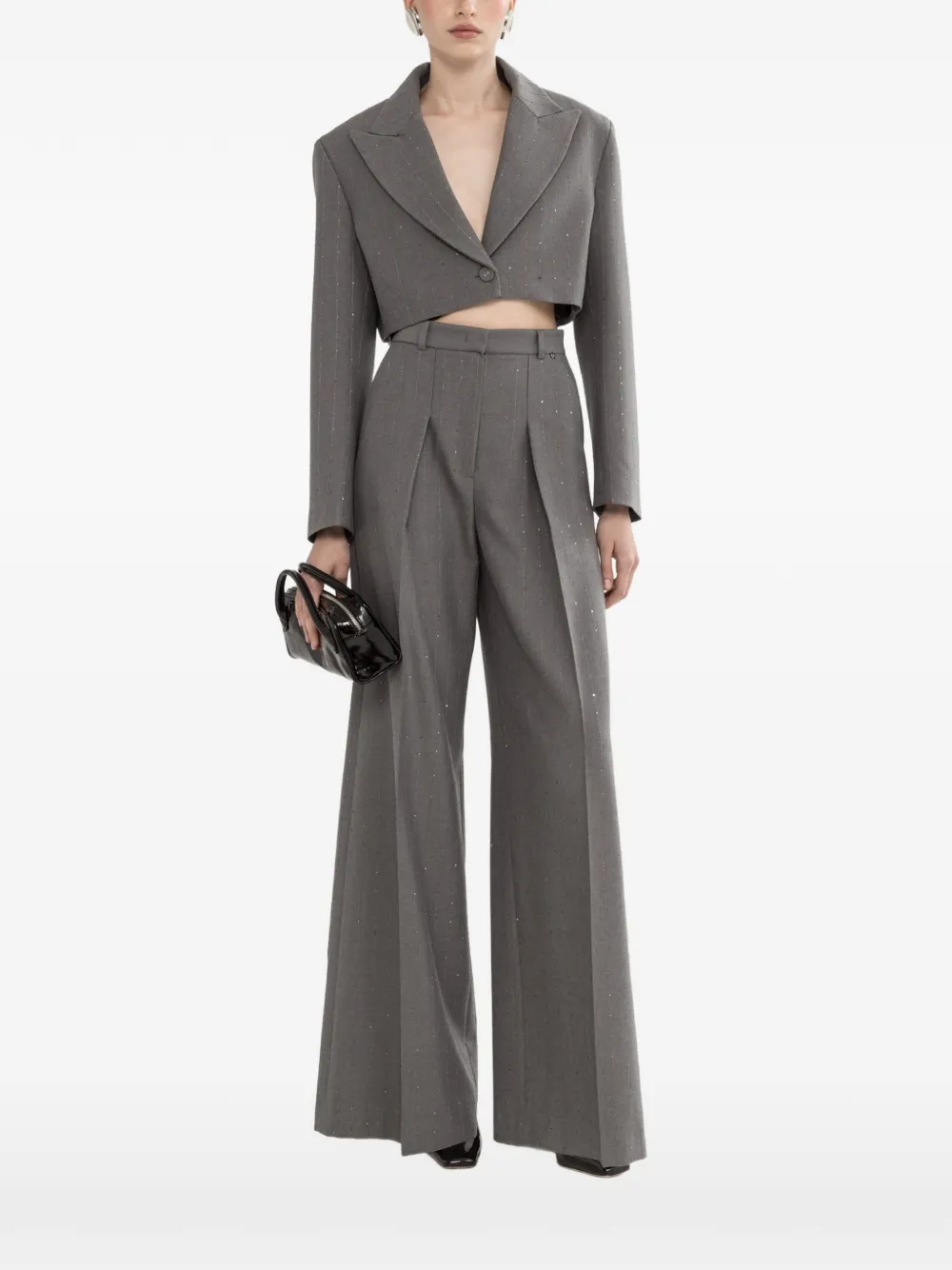 NISSA sequined cropped blazer - Grey