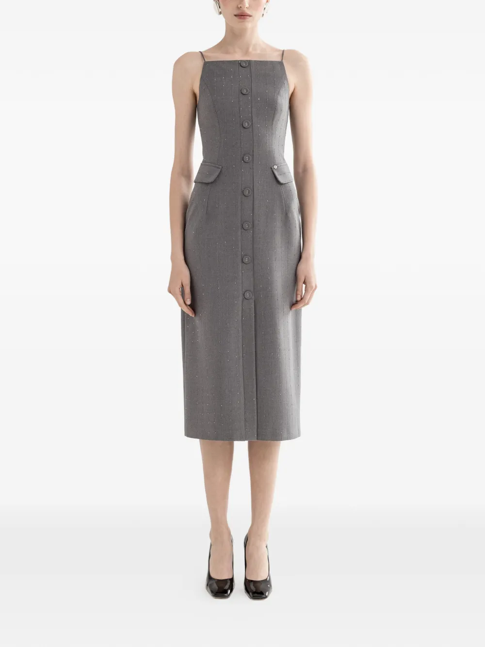 NISSA sequined button-fastening dress - Grey