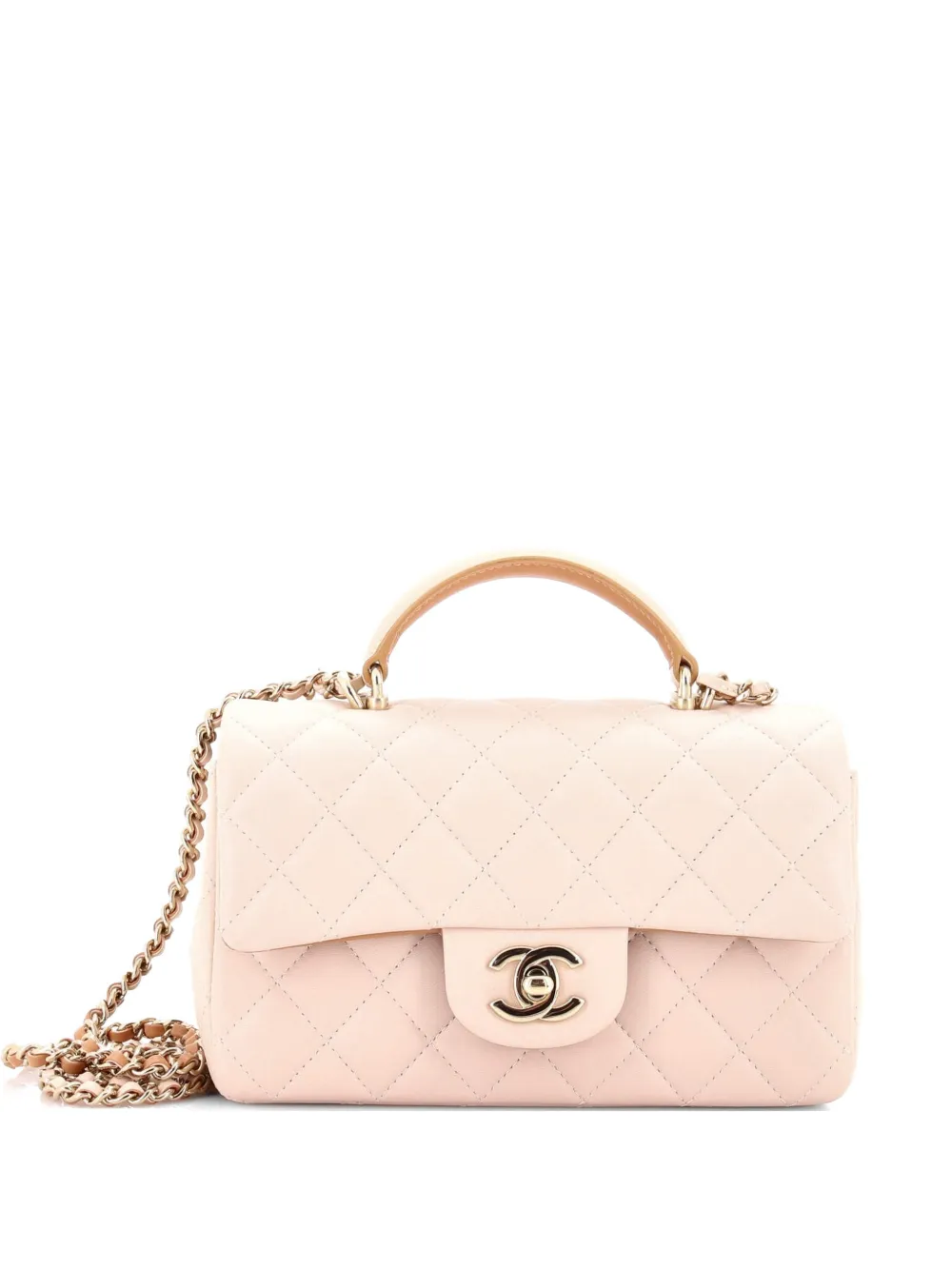 CHANEL Pre-Owned Classic Single Flap Top Handle Bag Quilted Lambskin Mini shoulder bag - Toni neutri
