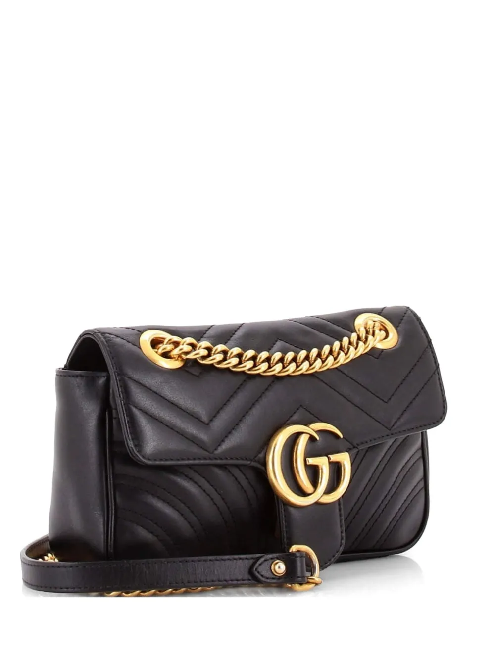 Gucci Pre-Owned GG Marmont Flap Bag Matelasse Leather Small crossbody bag - Nero
