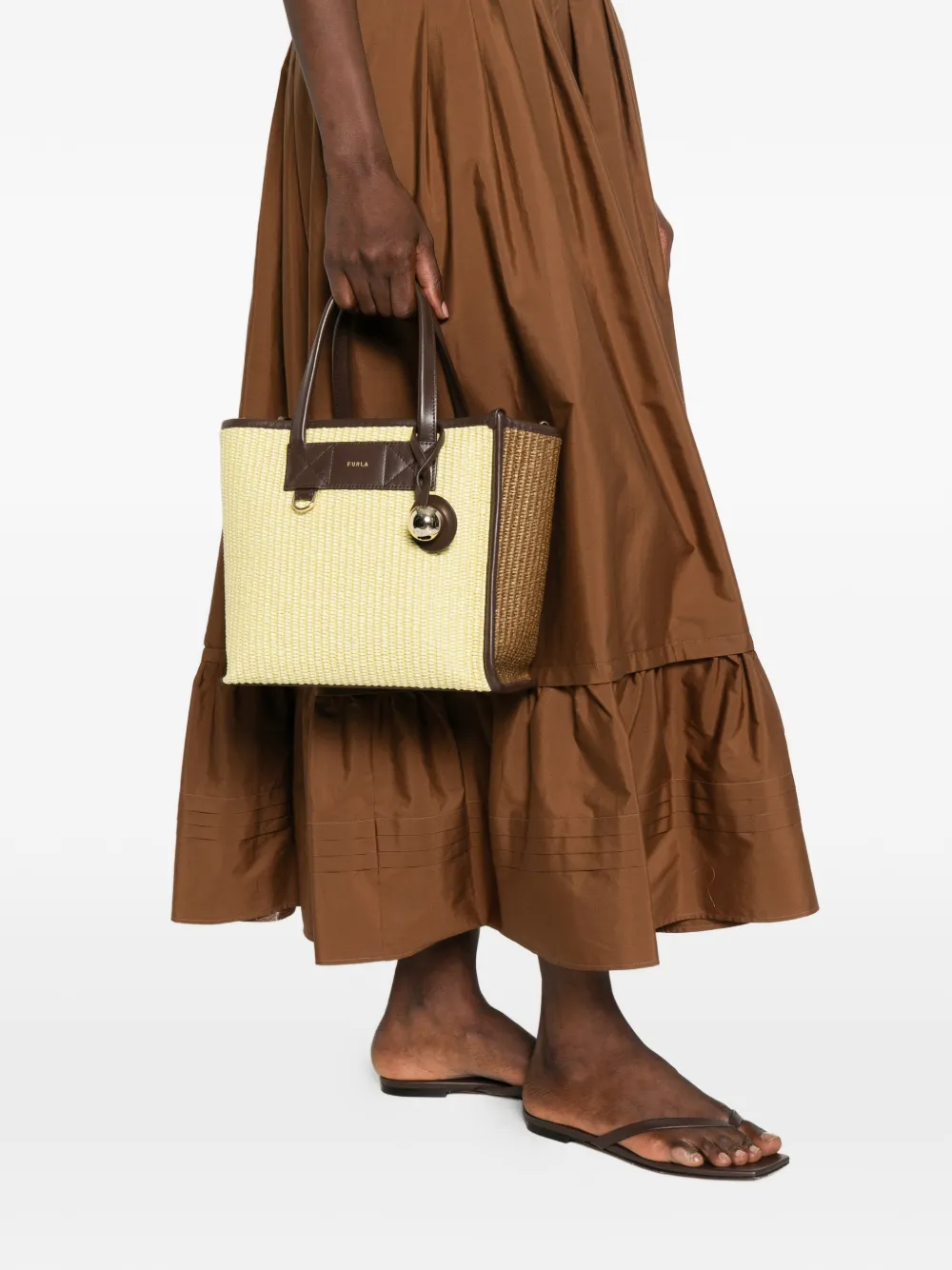 Furla Kleine Divide It geweven shopper Beige