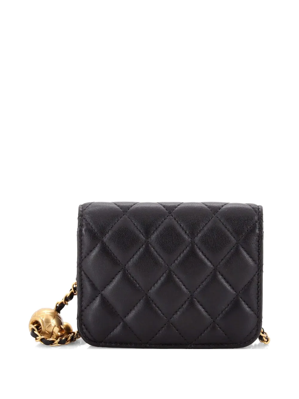 Chanel Pre-owned Borsa A Tracolla Pearl Crush Mini In Pelle Di Agnello Trapuntata Con Battente E Catena - Nero 