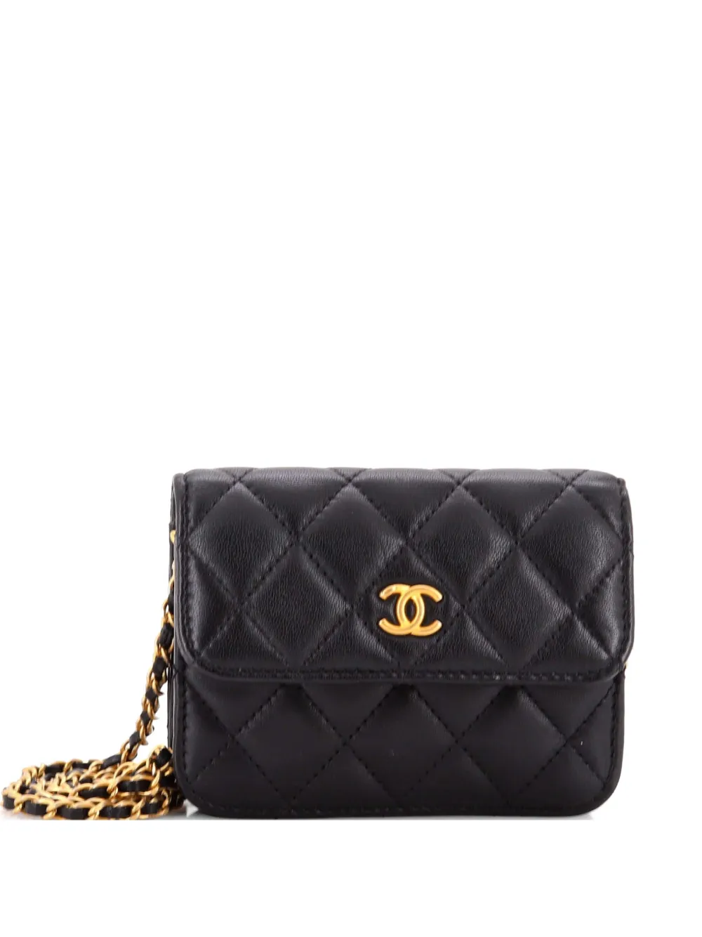CHANEL Pre-Owned Pearl Crush Flap Clutch with Chain Quilted Lambskin Mini crossbody bag - Nero