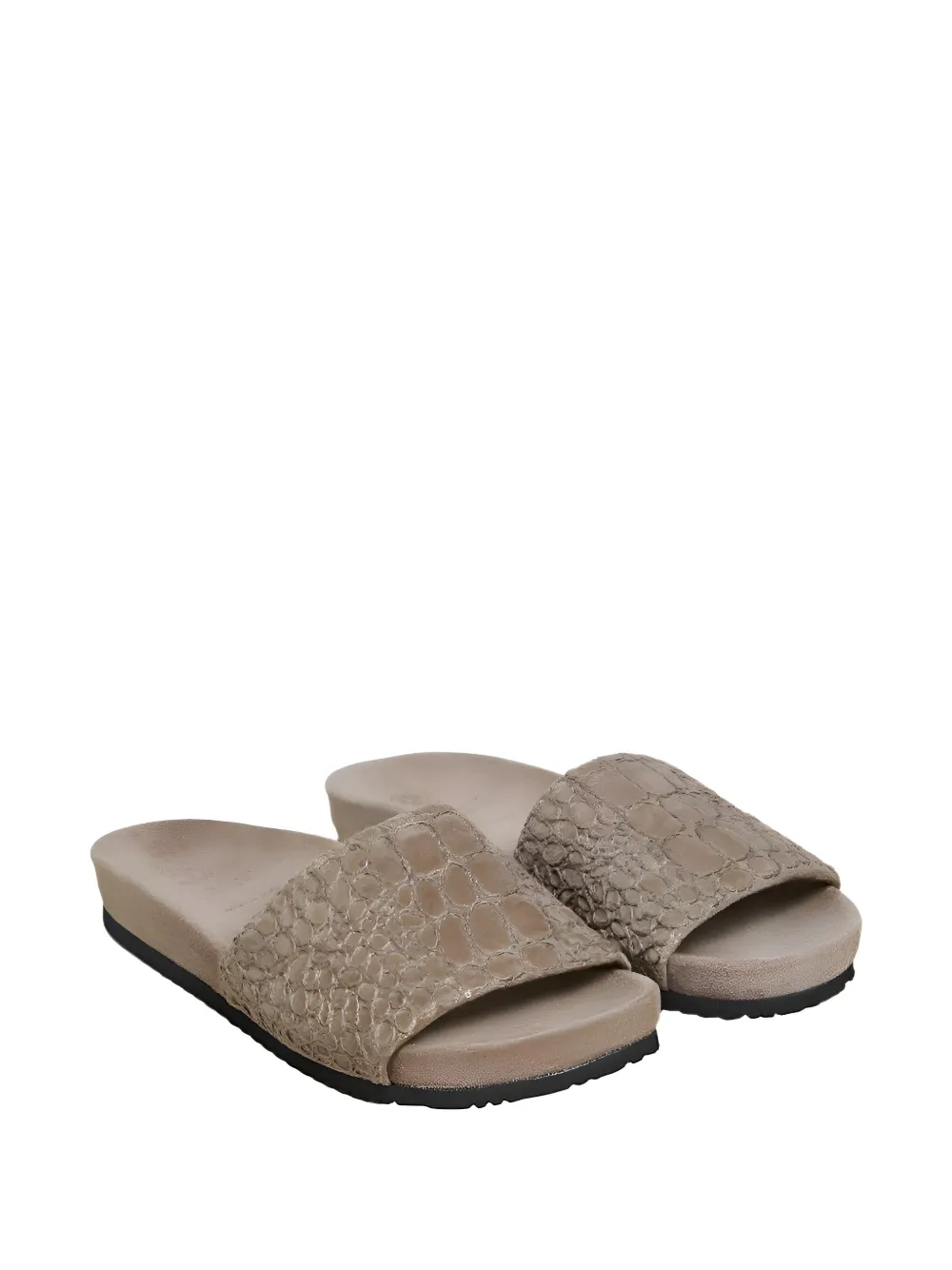 Brunello Cucinelli Leren sandalen met reliëf Bruin