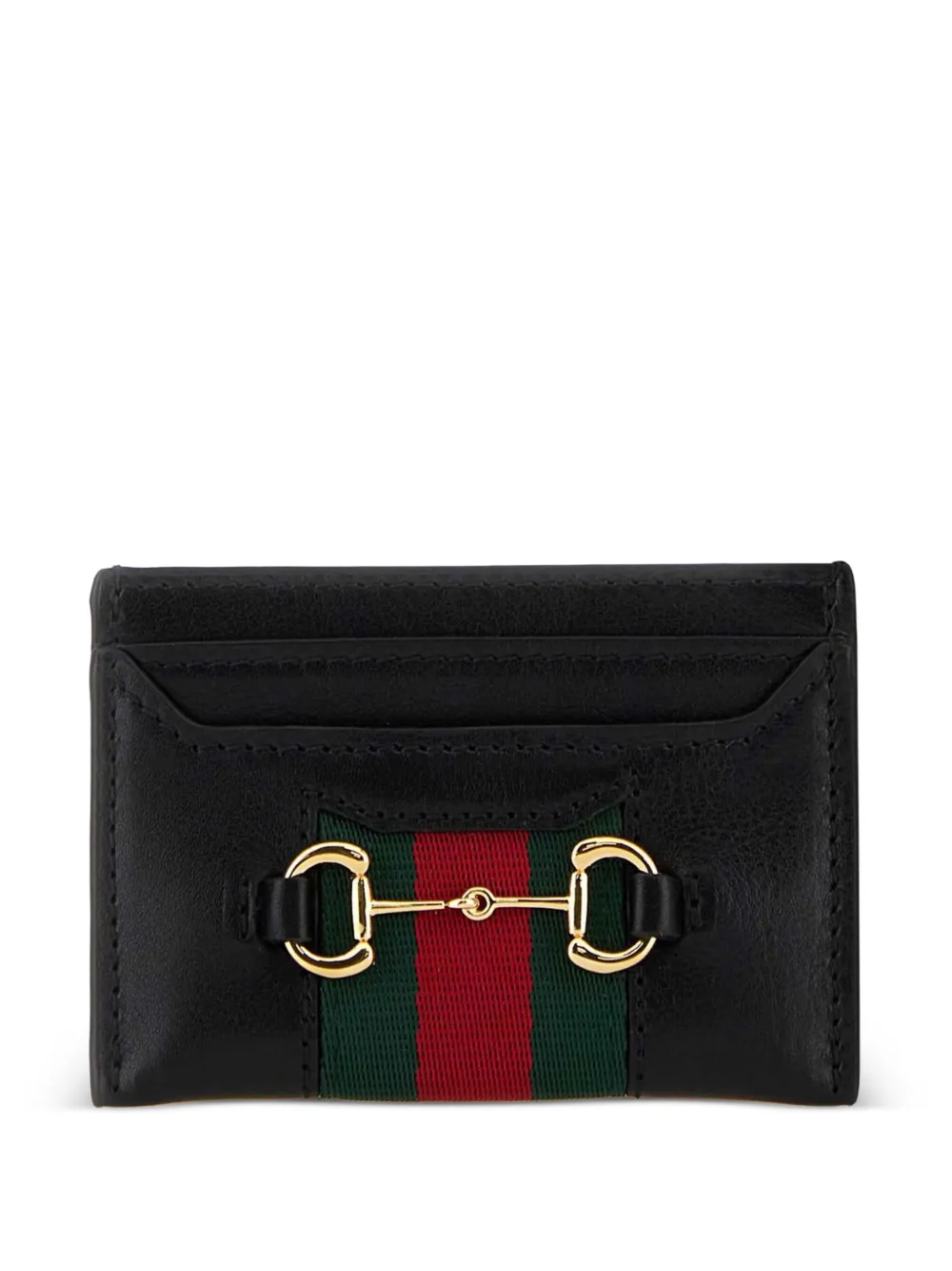Gucci horsebit striped leather card holder - Schwarz