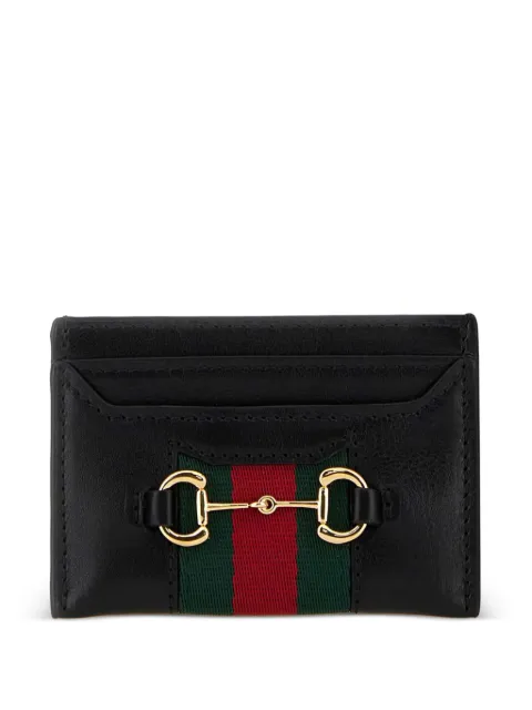 Gucci horsebit striped leather card holder