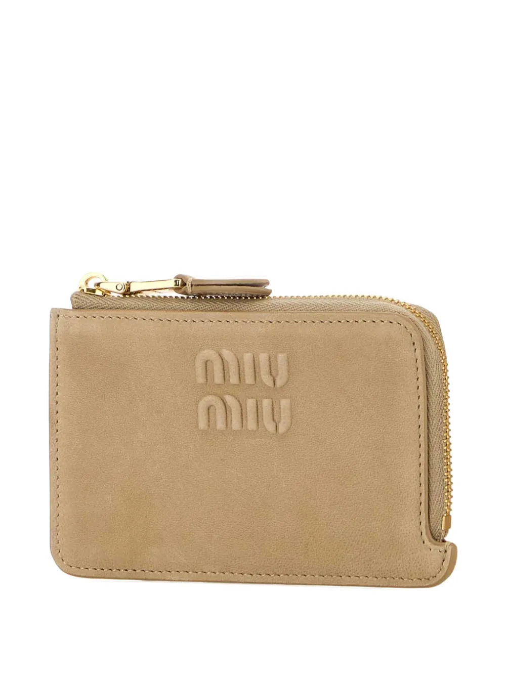 Miu Pasjeshouder met logo-reliëf Beige