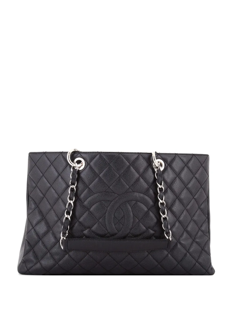 Pre-owned Chanel Grand Shopping Quilted Caviar Xl Tote Bag In Black