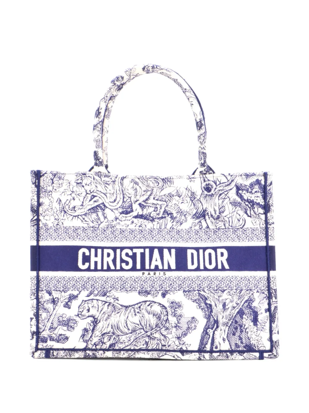 Christian Dior Pre-Owned Book Embroidered Canvas Medium tote bag - Blu