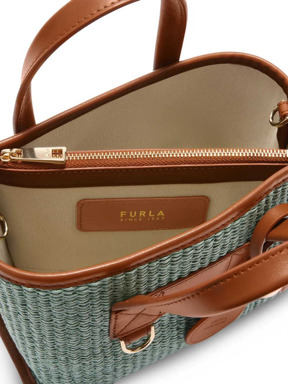 Furla Divide It Mini geweven shopper Groen