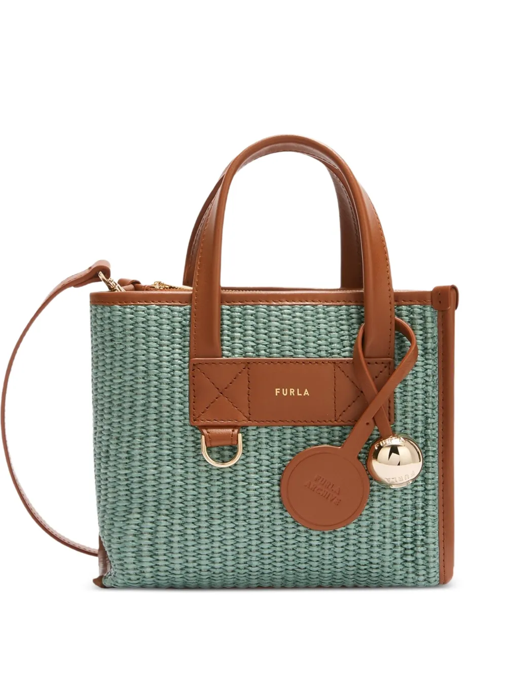 Furla Divide It Mini woven tote bag - Verde