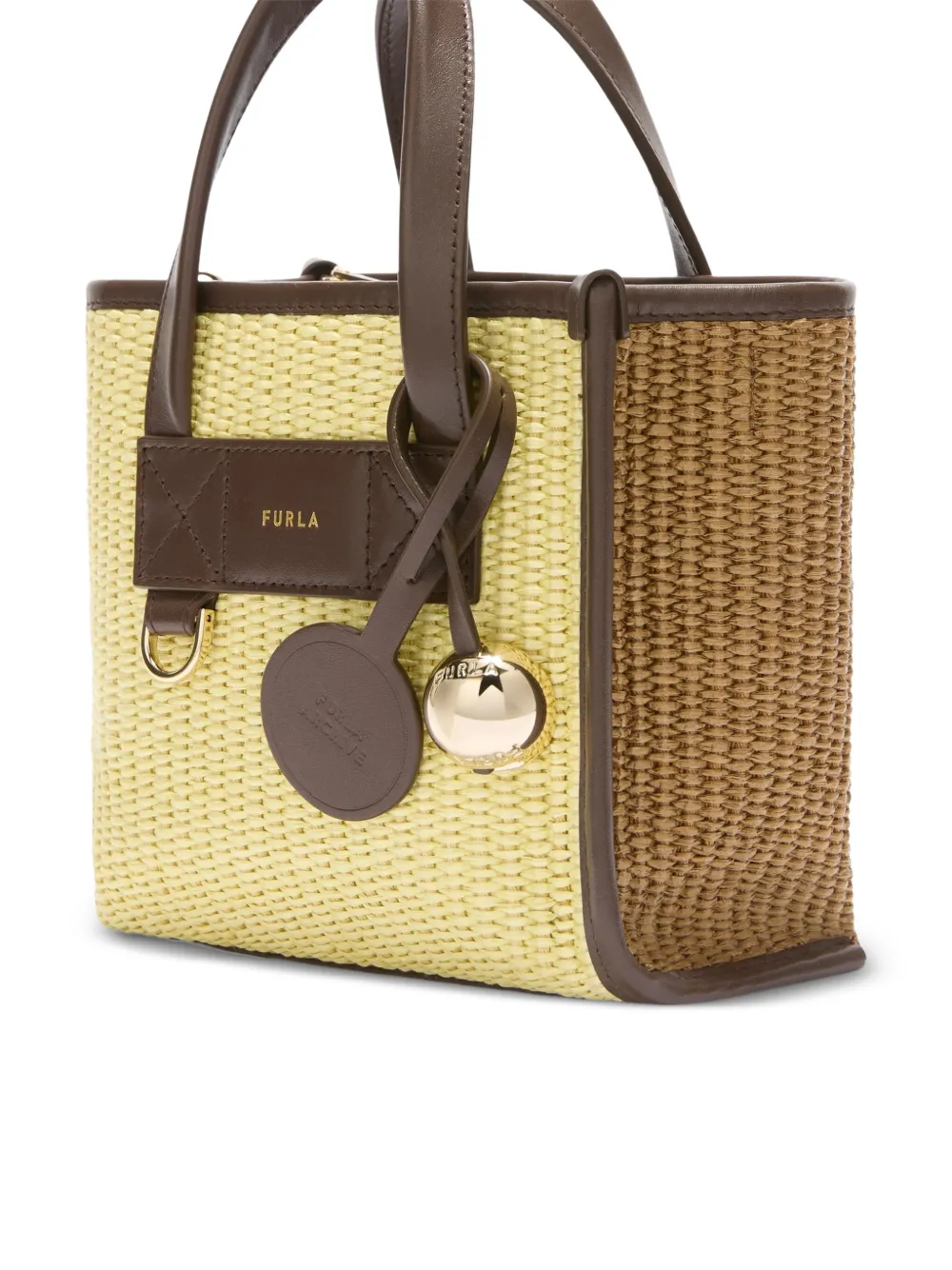 Furla Divide It geweven leren shopper Beige